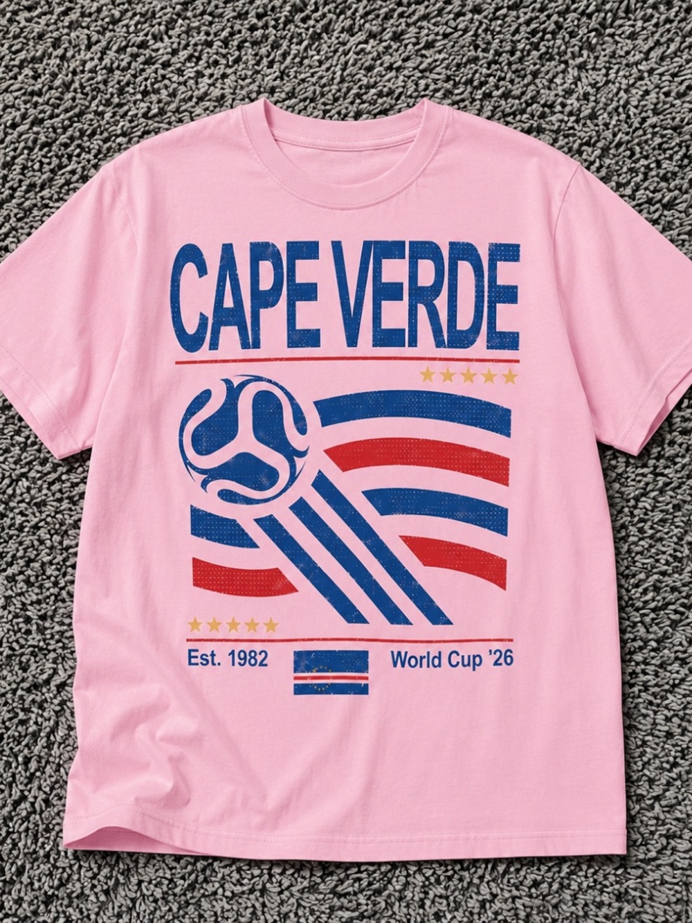 Vintage Cape Verde Soccer World T-SHIRT PINK